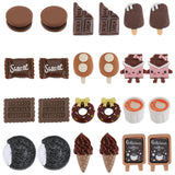 48Pcs 12 Styles Chocolate Opaque Resin Cabochons, Imitation Food, Mixed Shapes, Mixed Color, 15.5~28x13.5~19.5x4~13.5mm, 4pcs/style