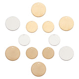 12Pcs 2 Size 3 Colors Vacuum Plating 304 Stainless Steel Pendants, Blank Stamping Tag, Flat Round, Mixed Color, 20~25x1.4mm, Hole: 5mm, 2pc/color