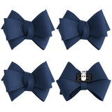 4Pcs Iron Shoe Buckle Clips, Detachable Polyester Bowknot Shoe Decorations, Marine Blue, 61~65x79~81x21~22mm