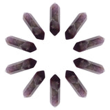10Pcs Faceted Natural Amethyst Beads, Healing Stones, Reiki Energy Balancing Meditation Therapy Wand, Double Terminated Point, for Wire Wrapped Pendants Making, No Hole/Undrilled, 30x9x9mm