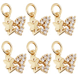 10Pcs Brass Micro Pave Cubic Zirconia Charms, Butterfly, Real 18K Gold Plated, 11x10x2mm, Hole: 3mm