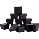 Kraft Paper Cardboard Jewelry Boxes, Ring Box, Square, with Sponge inside, Black, 4.5x3.8x3cm