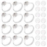 DIY Half Round Finger Ring Making Kit, Including 304 Stainless Steel Pad Ring Settings, Half Round/Dome Transparent Glass Cabochons, Stainless Steel Color, Settings: 40pcs/style