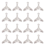 20Pcs 304 Stainless Steel Pendants, Whale Tail Shape, Stainless Steel Color, 25.5x25x2.8mm, Hole: 3mm