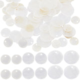 180Pcs 3 Styles Natural Capiz Shell Pendants, Flat Round Charms, WhiteSmoke, 12~20.5x0.5~1.5mm, Hole: 1.4mm, 60pcs/style