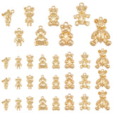 48Pcs 8 Styles Alloy Bear Pendants, Cadmium Free & Lead Free, Light Gold, 14.5~20.5x9~18x3~6mm, Hole: 1.4~1.8mm, 6pcs/style