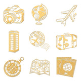 Nickel Decoration Stickers, Metal Resin Filler, Epoxy Resin & UV Resin Craft Filling Material, Travel Theme, Mixed Shapes, 40x40mm, 9 style, 1pc/style, 9pcs/set