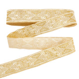 Embroidery Polyester Ribbons, Jacquard Ribbon, Tyrolean Ribbon, Fleur De Lis Pattern, Yellow, 1-1/4 inch(32mm)