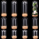 Glass Dome Cloche Cover, Bell Jar, with Cork Base, For Doll House Container, Dried Flower Display Decoration, Clear, 36.5~71.5x22~28mm, 3pcs/set, 4 sets/box