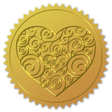 Self Adhesive Gold Foil Embossed Stickers, Medal Decoration Sticker, Heart Pattern, 5x5cm