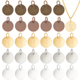50Pcs 5 Colors Brass Pendants, Flat Round, Mixed Color, 12x0.2mm, 10pcs/color