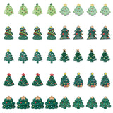 50Pcs 10 Styles Christmas Theme Opaque Resin Cabochons, Christmas Tree, Mixed Color, 24~30x19~29x4.5~9mm, 5pcs/style