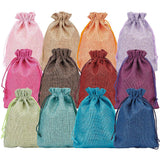 Burlap Packing Pouches Drawstring Bags, for Christmas, Wedding Party and DIY Craft Packing, Mixed Color, 18x13cm, 12 colors, 2pcs/color, 24pcs/set