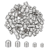 304 Stainless Steel Cord Ends, End Caps, Mixed Size, with Bead Container, Stainless Steel Color, 7.4x7.2x1.7cm, about 100pcs/box