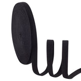 Flat Polycotton Twill Tape Ribbon, Herringbone Ribbon, Black, 15x0.6mm