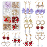 DIY Imitation Pearl Earring Making Kit, Including Rose & Bowknot Alloy Links Connectors and Heart Pendants, Glass & ABS Plastic Beads, Alloy Stud Earring Findings, Brass Earring Hooks, Mixed Color, 122pcs/box