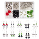 DIY Christmas Dangle Earring Making Kits, Including Butterfly & Wing Alloy Beads, Imitation Pearl & Plum Blossom Glass Beads, Brass Earring Hooks, Mixed Color, 148Pcs/box