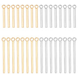32Pcs 4 Style 304 Stainless Steel Pendants, Stamping Blank Tag, Rectangle/Bar, Golden & Stainless Steel Color, 18~28x1.5x1.5mm, Hole: 2mm, 8pcs/style