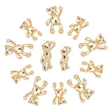 12Pcs 2 Style Brass Micro Pave Black Cubic Zirconia Pendants, Long-Lasting Plated, Bear, Real 18K Gold Plated, 6pcs/style