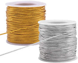 Jewelry Braided Thread Metallic Cords, Gold & Silver, Mixed Color, 1.3~1.6mm, about 50m/roll, 2rolls/set