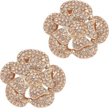2Pcs Detachable Flower Shoe Decoration, with Alloy Buckle Clip, Glass Crystal Rhinestone, Light Gold, 40x44x16mm