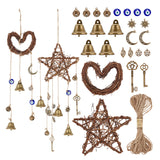 DIY Bell Jewelry Kits, including Glass Bottle Bead Containers, Rattan Art Craft, Alloy Pendants, Iron Bell Pendants, Antique Bronze, 151x153x25mm