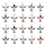 Angel Imitation Pearl Acrylic Pendants, Tibetan Style Alloy Charms, Mixed Color, 22~23x20x7.5mm, Hole: 2.5~3mm, 40pcs/box