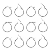 304 Stainless Steel Hoop Earring, Ring, Stainless Steel Color, 24.5x23x2mm, Pin: 1mm, 12pairs/box