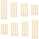 80Pcs 4 Styles Brass Linking Bars, Connector Charms, Stick, Real 14K Gold Plated, 15~30x2x1mm, Hole: 1mm, 20pcs/style