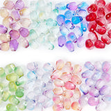 128Pcs 8 Colors Transparent Glass Charms, Dyed & Heated, Faceted, Teardrop, Mixed Color, 6x5.5x6.5mm, Hole: 0.8mm, 16pcs/color