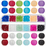 480pcs 12 Colors Transparent Frosted Glass Beads Strands, Round, for Beading Jewelry Making, Mixed Color, 4mm, Hole: 1.1~1.6mm, about 40pcs/color