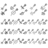 40Pcs 10 Style Tibetan Style Alloy European Dangle Charms, Large Hole Pendants, Antique Silver, 40pcs/box