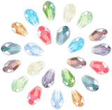 AB-Color Plated Glass Beads, Faceted, teardrop, Mixed Color, 11~12x8mm, Hole: 1mm, 200pcs/box
