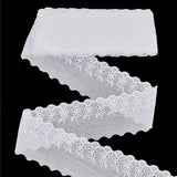 Polyester Embroidery Hollow Flower Lace Trim, Wavy Edge Lace Ribbon, White, 3-3/4 inch(94mm)
