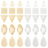 60Pcs 10 Style Brass Charms & Pendants, Oval & Triangle & Teardrop & Square & Flower, Real 24K Gold Plated & 925 Sterling Silver Plated, 9.5~18x7~12x0.5~1mm, Hole: 1~1.2mm, 6pcs/style
