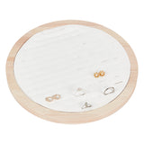 92-Slot Wooden Ring Jewelry Display Round Tray, with PU Leather, Finger Ring Organizer Holder for Ring Storage, White, 26.2x1.75cm