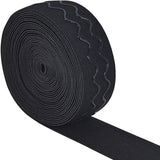 Flat Polyester Elastic Cord, with Epoxy Resin, Black, 38mm, about 6yards/roll(5.4864m/roll)