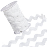 Polyester Wavy Fringe Trim, Wave Bending Lace Ribbon, for Clothes Sewing and Art Craft Decoration, White, 1/2 inch(12mm), about 12.5 yards