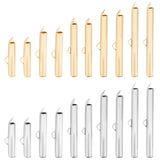 60Pcs 10 Style 304 Stainless Steel Slide On End Clasp Tubes, Slider End Caps, Golden & Stainless Steel Color, 20~40x5.5~6x4~6mm, Hole: 3~3.5x1~1.5mm, Inner Diameter: 3~3.5mm, 6pcs/style