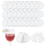 Cloud Acrylic Wine Glass Charms Tag, Wine Glass Marker, for Wedding Party Decoration, Silver, 29x40x1.5mm