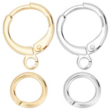 24 Pairs 2 Colors Brass Huggie Hoop Earring Findings, with Horizontal Loops, with 48Pcs Brass & 304 Stainless Steel Open Jump Rings, Mixed Color, 14.7x11.7x2mm, Hole: 1.5mm, 12 Pair/color