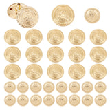 40Pcs 2 Style 4-Hole Brass Buttons, for Sewing Crafting, Half Round with Badge, Golden, 14.5~19.5x9~12mm, Hole: 1.8~2x2.5mm, 20pcs/style