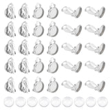 DIY Blank Dome Earring Making Kit, Including Flat Round 316 Stainless Steel Clip-on Earring Findings, Glass Cabochons, Stainless Steel Color, 160Pcs/box