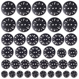 40Pcs 4 Style Flat Round 2-hole Basic Sewing Button, Wooden Buttons, Black, 13~28x4~5mm, Hole: 1.2~3mm, 10pcs/style