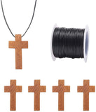 Necklace Making, Wooden Pendants and Waxed Polyester Cords, Chocolate, 42x24.5x4mm, Hole: 2mm, 50pcs/set, 1mm, about 10m/roll, 1roll/set