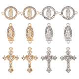60PCS 6Style Alloy Pendants, with Cubic Zirconia, Cross, Virgin, Mixed Color, 18~29x9~24x2~3mm, Hole: 1.4~1.8mm