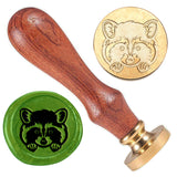 Wax Seal Stamp Set, Golden Tone Brass Sealing Wax Stamp Head, with Wood Handle, for Envelopes Invitations, Raccoon, 83x22mm, Stamps: 25x14.5mm