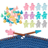 Turtle Silicone Knitting Needle Stoppers, Knitting Needle Point Protectors, for Knitting Needles Crocheting Projects, Mixed Color, Silicone Beads: 29x22x8mm, Hole: 3mm, 12pcs; Protectors: 19x12mm, Hole: 2.5mm, 30pcs