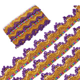 Nylon Glitter Wavy Ribbon, Lace Embroidery Ribbon, Clothes Accessories, Dark Violet, 1-3/8 inch(35mm), about 9.30 Yards(8.5m)/Card