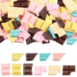 94Pcs Resin Cabochons, Chocolate Shape, Imitation Food, Mixed Color, 19~26x12.5~22.5x3.5~6.5mm